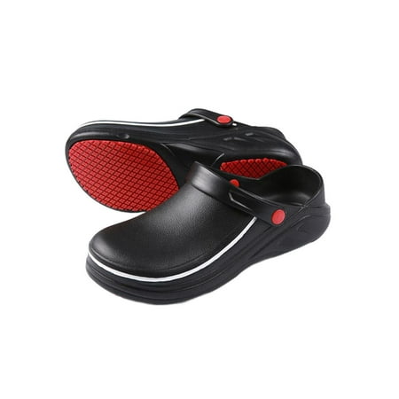 Woobling Unisex Chef Shoes Kitchen Clogs Oil Resistant Work Shoe Comfort Clog Sandals Food Service Nurse Black 4.5
