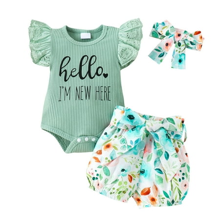 Baby Girls Outfit Sets Cute Short Sleeve Floral Prints Tops And Romper And Shorts For Children 3 Piece 0-3 Months
Baby Girls Outfit Sets Cute Short Sleeve Floral Prints Tops And Romper And Shorts For Children 3 Piece 0-3 Months