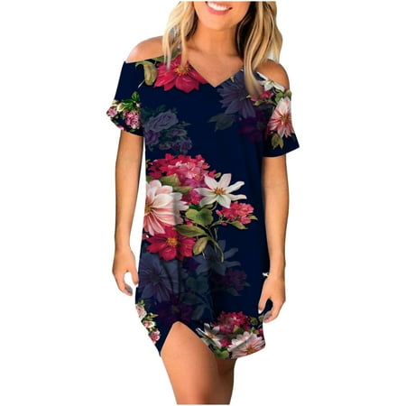 Juebong Women s Casual Summer Vacation Floral Short Sleeve Knit V Neck Dress Mini Dress
Juebong Women s Casual Summer Vacation Floral Short Sleeve Knit V Neck Dress Mini Dress