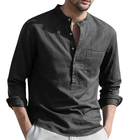 Men Spring And Fall Solid Color Top Shirt Casual Cotton Linen Stand Collar Top Plus Size Vacation Long Sleeve Shirt Cat Pajamas Men
Men Spring And Fall Solid Color Top Shirt Casual Cotton Linen Stand Collar Top Plus Size Vacation Long Sleeve Shirt Cat Pajamas Men
