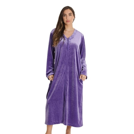 Just Love Stretch Velour Embroidered Zipper Lounger Robe for Women with Pockets (Purple Medium)
Just Love Stretch Velour Embroidered Zipper Lounger Robe for Women with Pockets (Purple Medium)