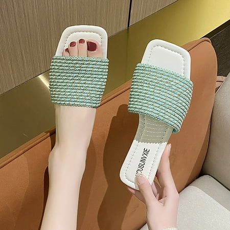 Aayomet Women Slippers Fashion Women Beach Slip On Casual Weave Open Toe Non Slip Flat Breathable Slippers Shoes Sandals Green 8
Aayomet Women Slippers Fashion Women Beach Slip On Casual Weave Open Toe Non Slip Flat Breathable Slippers Shoes Sandals Green 8