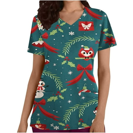 JWZUY Women Scrubs Tops Working Uniform T-Shirt Short Sleeve Graphic Printed V-Neck Tops with Pockets Breathable Blouses Pullover Shirts Tshirts Tee Shirt (Green XL)
JWZUY Women Scrubs Tops Working Uniform T-Shirt Short Sleeve Graphic Printed V-Neck Tops with Pockets Breathable Blouses Pullover Shirts Tshirts Tee Shirt (Green XL)