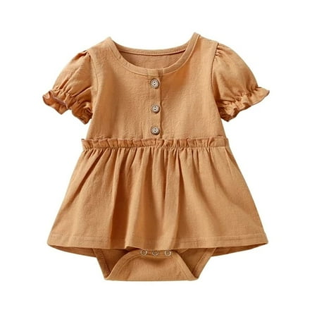 StylesILove Infant Baby Girls Solid Button Front Ruffle Short Sleeve Cotton Romper Dress Spring Summer Dressy Outfit (Caramel Yellow 18 Months)
StylesILove Infant Baby Girls Solid Button Front Ruffle Short Sleeve Cotton Romper Dress Spring Summer Dressy Outfit (Caramel Yellow 18 Months)