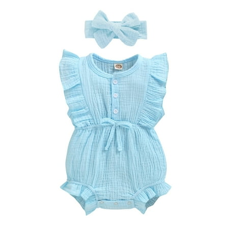 Fashion Baby Girls Clothes Set Sleeveless Romper Button Girls Ruffle Jumpsuit + Headband Kids Baby Girls Romper Jumpsuit
Fashion Baby Girls Clothes Set Sleeveless Romper Button Girls Ruffle Jumpsuit + Headband Kids Baby Girls Romper Jumpsuit