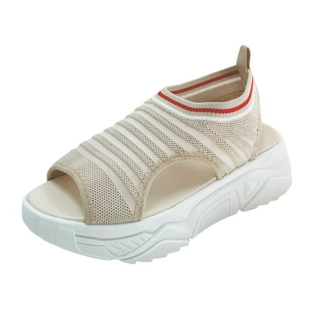 MIASHUI Walking Sandals Women Shoes Thick Sole Wedge Fish Mouth Sandals Fashion Soft Sole One Foot Wearing Beach Sandals Beige 6.5
MIASHUI Walking Sandals Women Shoes Thick Sole Wedge Fish Mouth Sandals Fashion Soft Sole One Foot Wearing Beach Sandals Beige 6.5
