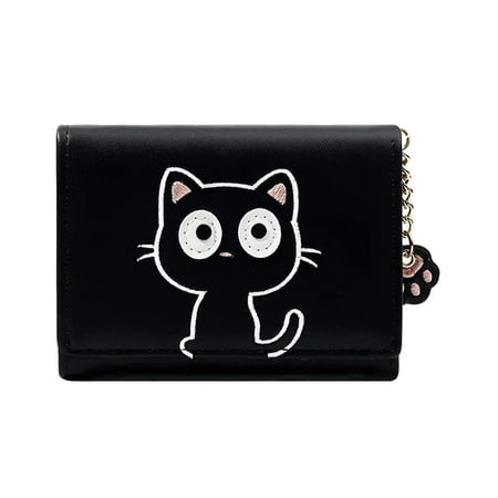 Cute Little Cat Pattern Small Wallet Credit Card Holder Cash Pockets ID Window with Paw Pendant (Black)
Cute Little Cat Pattern Small Wallet Credit Card Holder Cash Pockets ID Window with Paw Pendant (Black)