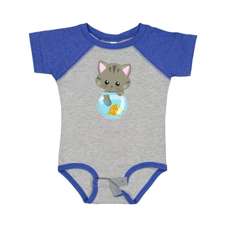 Inktastic Cute Cat Little Cat Kitty Kitten Fish Bowl Gift Baby Girl Bodysuit