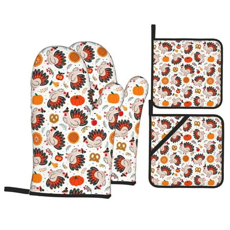 Oven Mitts and Pot Holders Sets 4 pcs Turkey And Thanksgiving2 Non-Slip Oven Gloves Potholders Soft Quilted Lining Heat Resistant Gloves Hot Pads for Kitchen Cooking Baking
Oven Mitts and Pot Holders Sets 4 pcs Turkey And Thanksgiving2 Non-Slip Oven Gloves Potholders Soft Quilted Lining Heat Resistant Gloves Hot Pads for Kitchen Cooking Baking