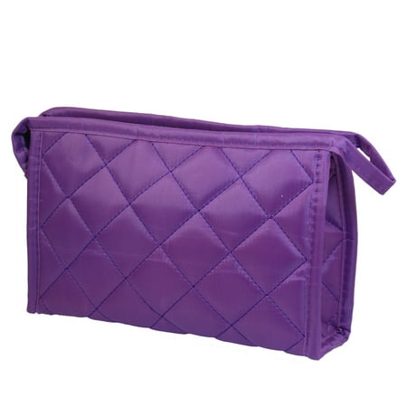 Ladies Women Purple Cosmetic Zippered Purse Makeup Bag Holder