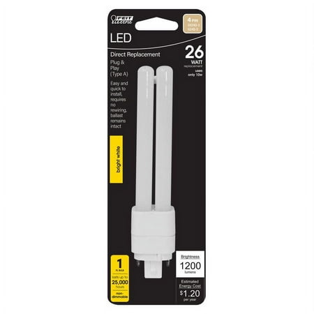 1 Pc Feit Pl Gx24Q-3 4-Pin Led Tube Light Neutral White 26 Watt Equivalence 1 Pk
1 Pc Feit Pl Gx24Q-3 4-Pin Led Tube Light Neutral White 26 Watt Equivalence 1 Pk