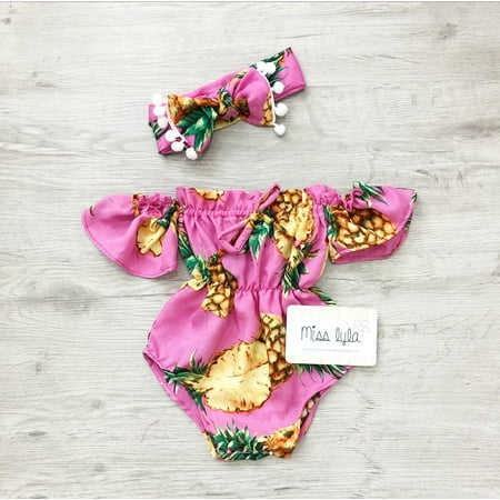 Newborn Baby Girls Sunflower Romper Sleeveless Ruffled Pineapple Print Jumpsuit + Headband 2PCS Set
Newborn Baby Girls Sunflower Romper Sleeveless Ruffled Pineapple Print Jumpsuit + Headband 2PCS Set