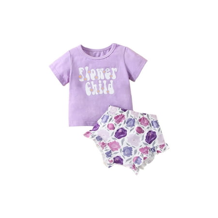 jaweiw Baby Girls T shirt Shorts Floral Outfits Set Purple Round Neck Tops and Flower Print Ruffled Shorts Size 0 6 12 18 24 M
jaweiw Baby Girls T shirt Shorts Floral Outfits Set Purple Round Neck Tops and Flower Print Ruffled Shorts Size 0 6 12 18 24 M