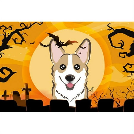 Carolines Treasures BB1811PLMT Halloween Sable Corgi Fabric Placemat