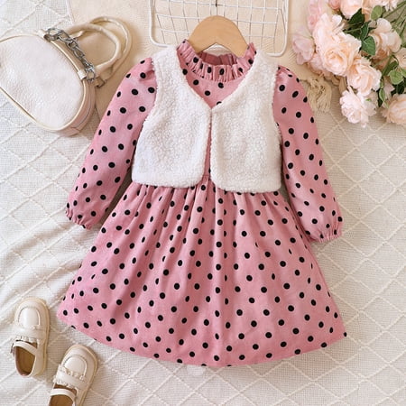 Toddler Girls Outfit Sets Autumn Winter Long Sleeve Dresses Dot Prints Princess Dress Vest Coat Daily-Wear
Toddler Girls Outfit Sets Autumn Winter Long Sleeve Dresses Dot Prints Princess Dress Vest Coat Daily-Wear