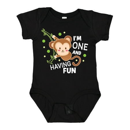 Inktastic I m One and Having Fun with Monkey Gift Baby Boy or Baby Girl Bodysuit