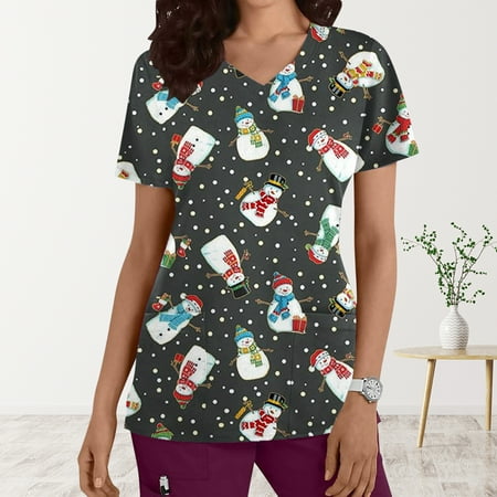 jsaierl Christmas Scrub Tops for Women Short Sleeve Christmas Pattern Nurse Uniform Working V Neck Shirt Dressy Casual Tees Blouse Top for Women Fashion 2022
jsaierl Christmas Scrub Tops for Women Short Sleeve Christmas Pattern Nurse Uniform Working V Neck Shirt Dressy Casual Tees Blouse Top for Women Fashion 2022