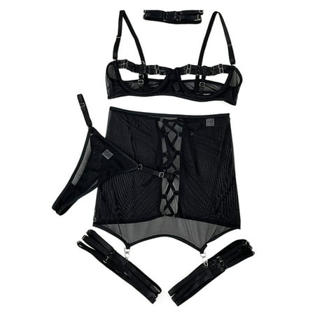 Colisha Women Skirt Garter Sets Underwired Lingerie Set With Collar Sheer 5Pcs Ladies Stretchy Leg Ring Sexy Panty Black S
Colisha Women Skirt Garter Sets Underwired Lingerie Set With Collar Sheer 5Pcs Ladies Stretchy Leg Ring Sexy Panty Black S