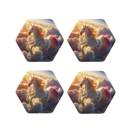 Leather Coasters Set of 4 - Rainbow Cloud White Horse Lightweight Non-Slip Drink Coasters for Desk Anti-Scalding Desk Cup Coasters for Office Table Decor Hexagon
Leather Coasters Set of 4 - Rainbow Cloud White Horse Lightweight Non-Slip Drink Coasters for Desk Anti-Scalding Desk Cup Coasters for Office Table Decor Hexagon