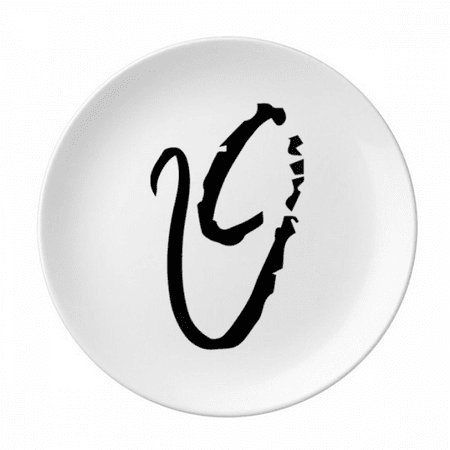 greek alphabet theta black plate decorative porcelain salver tableware dinner dish