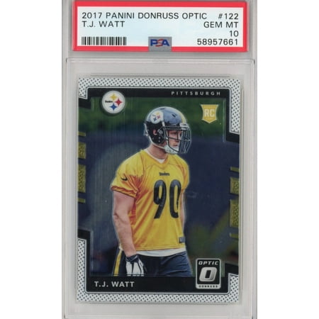 Graded 2017 Panini Donruss Optic TJ T.J. Watt #122 Rookie RC Football Card PSA 10 Gem Mint
Graded 2017 Panini Donruss Optic TJ T.J. Watt #122 Rookie RC Football Card PSA 10 Gem Mint