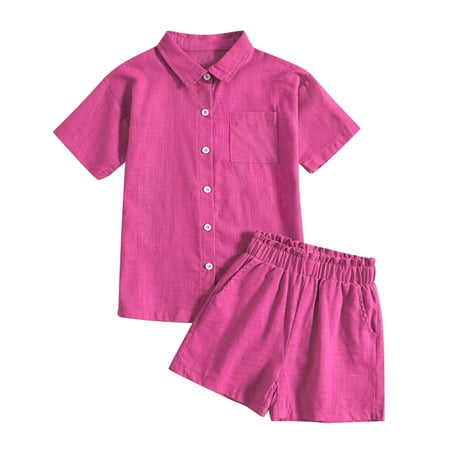 Holloyiver Baby Clothes Baby Girl Comfortable Solid Color Short Sleeve Cotton Shirt Top Shorts Set Button-Up Shorts and Tee Playwear Set 6-14 years
Holloyiver Baby Clothes Baby Girl Comfortable Solid Color Short Sleeve Cotton Shirt Top Shorts Set Button-Up Shorts and Tee Playwear Set 6-14 years