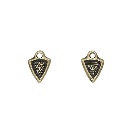 Charm TierraCast antique brass-plated pewter (tin-based alloy) 9x8mm two-sided woven dart with rhythm theme. Sold per pkg of 4.
Charm TierraCast antique brass-plated pewter (tin-based alloy) 9x8mm two-sided woven dart with rhythm theme. Sold per pkg of 4.