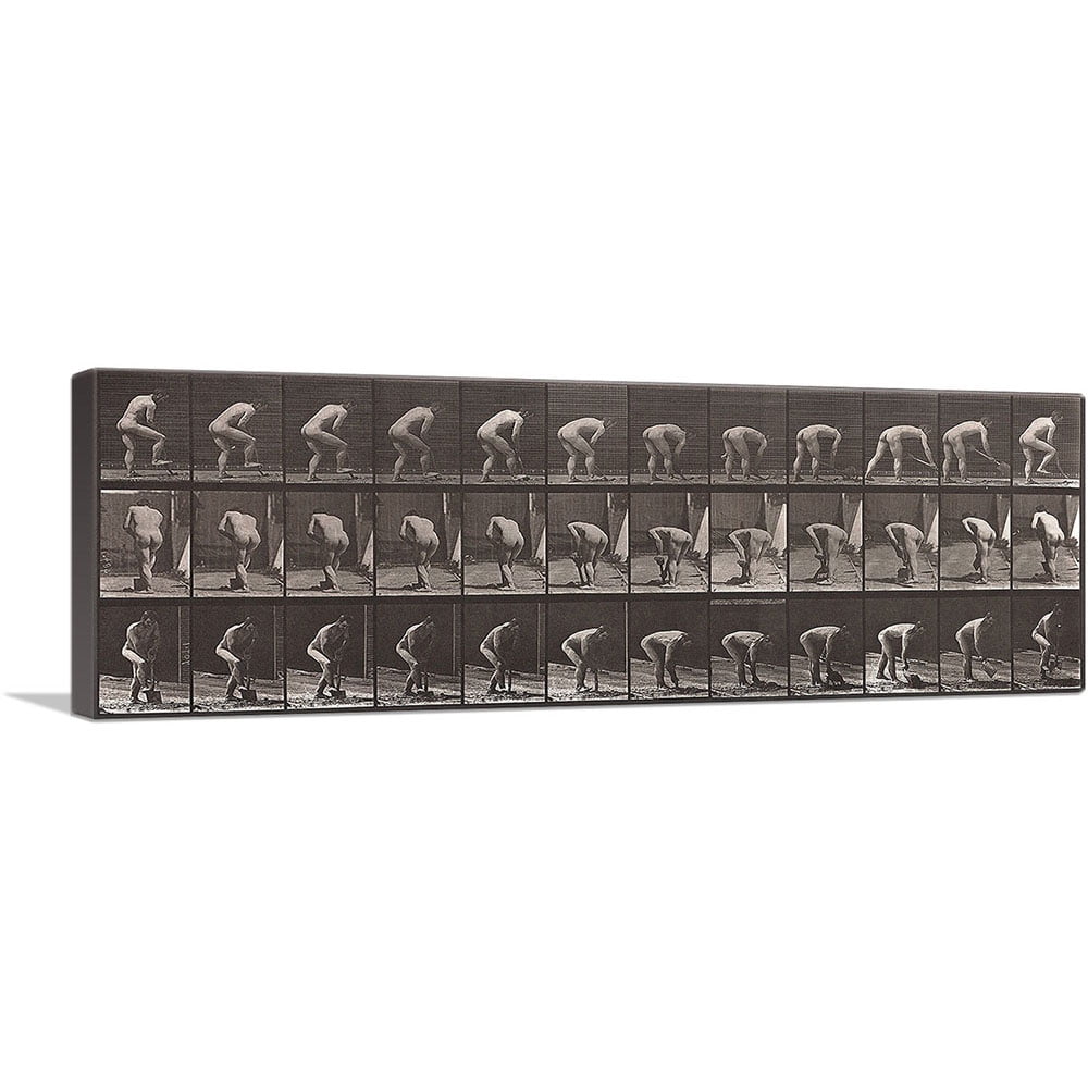 Artcanvas Nude Man Using A Shovel Canvas Art Print By Eadweard