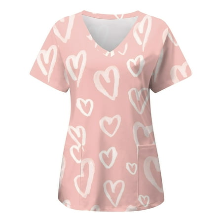 Women Scrubs Top Love Heart Printed Working Uniform Nurses Clothing Workwear Casual Short Sleeve Pocket Clothes T-Shirt Top Graphic Tees
Women Scrubs Top Love Heart Printed Working Uniform Nurses Clothing Workwear Casual Short Sleeve Pocket Clothes T-Shirt Top Graphic Tees
