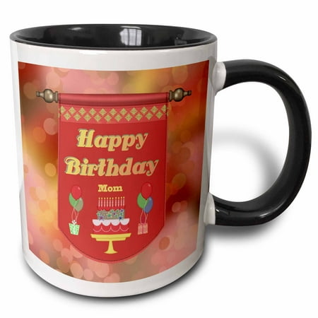 3dRose Happy Birthday Mom Banner Cake with Gifts and Balloons Two Tone Black Mug 11oz
3dRose Happy Birthday Mom Banner Cake with Gifts and Balloons Two Tone Black Mug 11oz