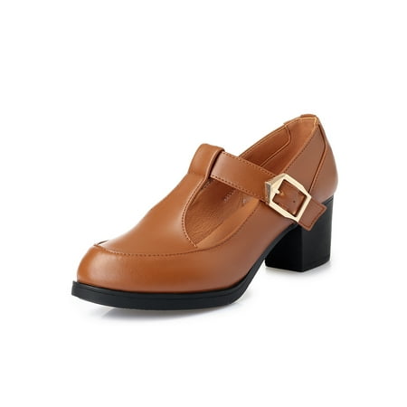 Fangasis Womens Lightweight Pump Chunky Block Heel Comfort Mary Jane Walking Fashion T-strap Brown-Mid Heel 7
Fangasis Womens Lightweight Pump Chunky Block Heel Comfort Mary Jane Walking Fashion T-strap Brown-Mid Heel 7