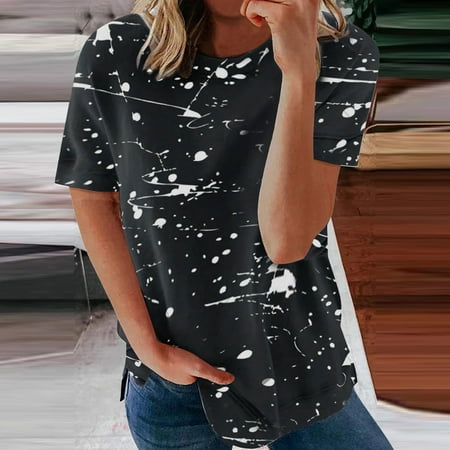HHei_K Women Casual Short Sleeves Print Color Matching Shirts Top Blouses corset tops for women
HHei_K Women Casual Short Sleeves Print Color Matching Shirts Top Blouses corset tops for women