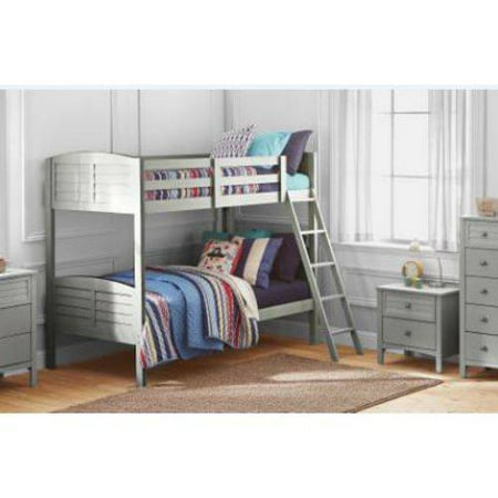 Better Homes and Gardens Kids Panama Beach Twin over Twin Bunk Bed, Gray Finish