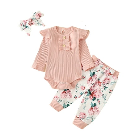 Niuer Newborn T-shirt Trousers Floral Print Romper Baby Bow Tie Pants Tops + Headband Buttons Cute Solid Color Elastic Waist Summer Outfits
Niuer Newborn T-shirt Trousers Floral Print Romper Baby Bow Tie Pants Tops + Headband Buttons Cute Solid Color Elastic Waist Summer Outfits