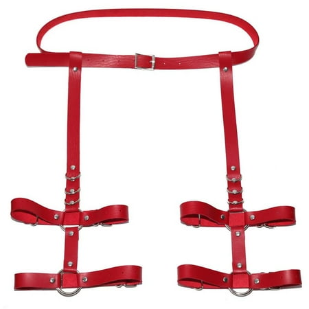 Redempion Women Punk Leather Harness Garter Belt Adjustable Waist Leg Cincher Cage Belt 4 Leg Rings Red
Redempion Women Punk Leather Harness Garter Belt Adjustable Waist Leg Cincher Cage Belt 4 Leg Rings Red