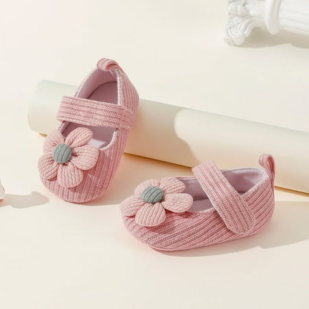 Baby Girl Velcro Design Flower Cotton Prewalker Shoes