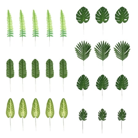 90Pcs Simulation Palm Leaf Decorations Tropical Leaf Green Plants Ornaments