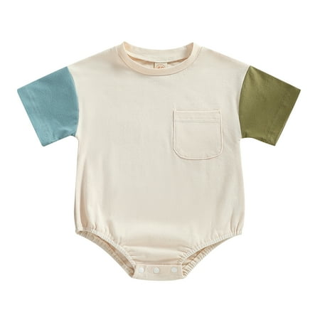 Kid Girl Boy Romper Short Sleeve Round Neck Patch Color Short Jumpsuit Casual Spring Summer Romper Tops ,0-24 Months
Kid Girl Boy Romper Short Sleeve Round Neck Patch Color Short Jumpsuit Casual Spring Summer Romper Tops ,0-24 Months