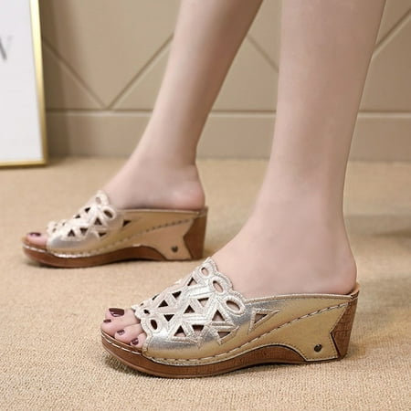 HIBRO Women s Slippers Summer Wedges Bottom Sandals Casual Shoes Beach Walk Shoes