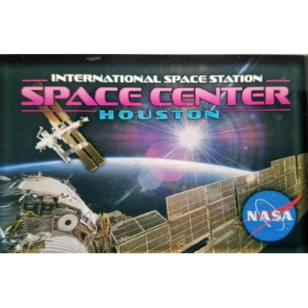 International Space Station Space Center Houston Texas Glass Fridge Magnet