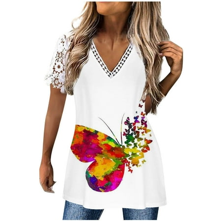 Spring Tops Womens 2023 Fashion Woman Causal V-Neck Printing Blouse Lace Short Sleeve T-Shirt Summer Tops T Shirts for Women Red S
Spring Tops Womens 2023 Fashion Woman Causal V-Neck Printing Blouse Lace Short Sleeve T-Shirt Summer Tops T Shirts for Women Red S