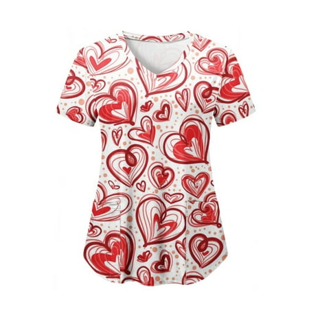 JBEELATE Valentine s Day Scrubs Tops Women Nurse Working Uniforms Love Heart Print V Neck Short Sleeve Medical Scrub Shirts
JBEELATE Valentine s Day Scrubs Tops Women Nurse Working Uniforms Love Heart Print V Neck Short Sleeve Medical Scrub Shirts