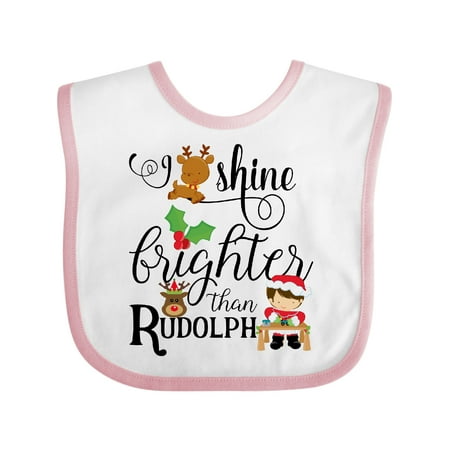 Inktastic I Shine Brighter Than Rudolph Gift Baby Boy or Baby Girl Bib