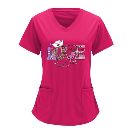 Women Scrubs Top Working Uniform Nurses Clothing Workwear Casual V-Neck Leisure Printed Short Sleeve Summer Working Shirt Top
Women Scrubs Top Working Uniform Nurses Clothing Workwear Casual V-Neck Leisure Printed Short Sleeve Summer Working Shirt Top