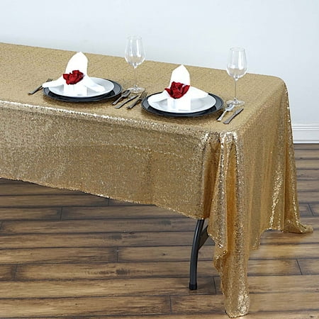 BalsaCircle 60 x 126 Rectangular Sequin Tablecloth Champagne