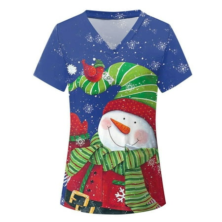 Beiwei Summer Short Sleeve Shirts for Womens Workwear Xmas Printed Scrub Tops V Neck Nursing Tunic Top Blouse with Pcockets
Beiwei Summer Short Sleeve Shirts for Womens Workwear Xmas Printed Scrub Tops V Neck Nursing Tunic Top Blouse with Pcockets
