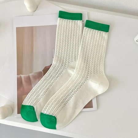 Women Socks Girls Pile Socks Ladies Midtube Breathable Harajuku Socks Green