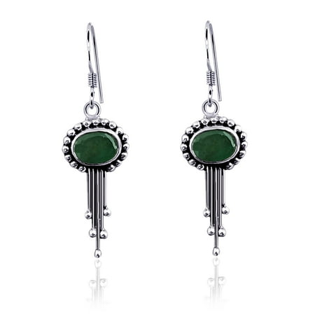 Orchid Jewelry 1.75 Ctw Natural Oval Green Emerald 925 Sterling Silver Earring For Women -A May Birthstone -A Beautiful Design in Silver Ideal As A Unique Gift For Girls and Women's