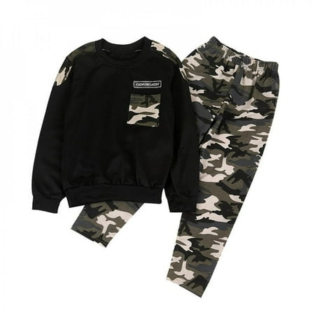 Baby Clothes for Boys Camouflage Pattern 2pcs Autumn Cotton Long Sleeve Casual T-shirt Tops Pants Outfits Set Black 120
Baby Clothes for Boys Camouflage Pattern 2pcs Autumn Cotton Long Sleeve Casual T-shirt Tops Pants Outfits Set Black 120