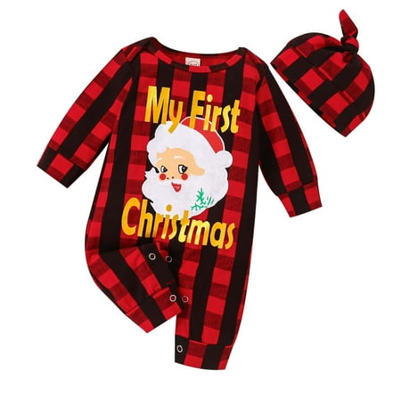 MIUBAGIAL Boys Girls Long Sleeve Christmas Plaid Cartoon Santa Prints Romper Jumpsuit Hat Set
MIUBAGIAL Boys Girls Long Sleeve Christmas Plaid Cartoon Santa Prints Romper Jumpsuit Hat Set